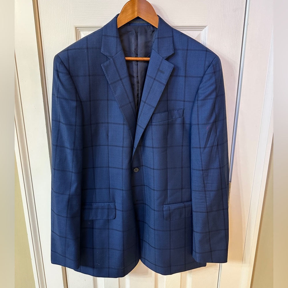 Valentino Navy Blue Windowpane Sport Coat Blazer